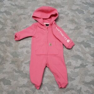 Carhartt Coveralls Youth 6 Pink Full Zip Hooded Workwear